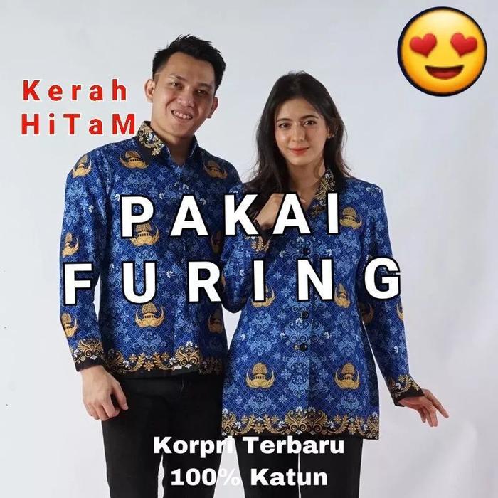 BATIK KORPRI 2022, BATIK KORPRI PRIA, BATIK KORPRI WANITA, BATIK KORPRI KERAH HITAM, SRAGAM KORPRI,B