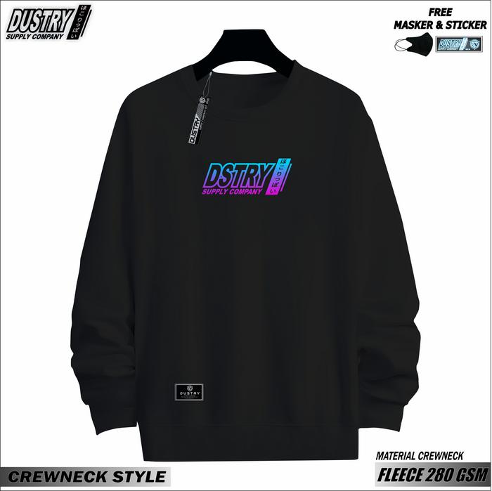 DSTRY Sweater Crewneck Pria Distro Jaket Sweater Vintage Wanita Oversize Sweter Cn Lengan Panjang Ju