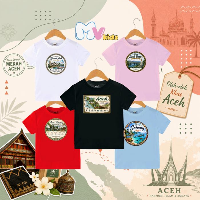 Baju Kaos Oblong Oleh Oleh Souvenir Provinsi Aceh Banda Aceh Sabang Bireun Kaos Anak Dewasa
