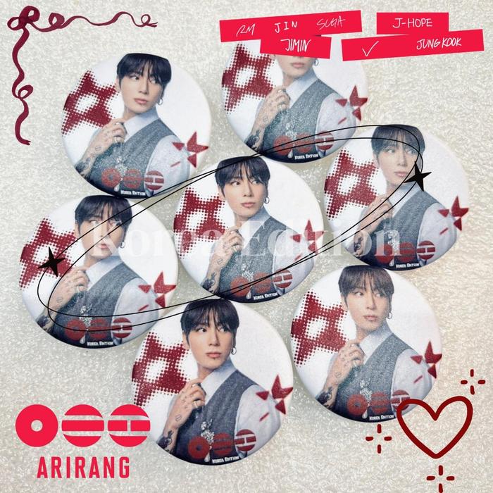 Pin Button BTS Arirang Bros Army Jungkook V Jimin Freebies Deco