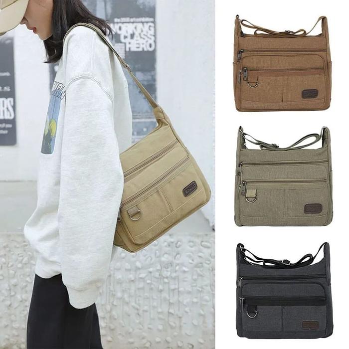 Tas Pria Selempang Bahu Kanvas Premium Import B535