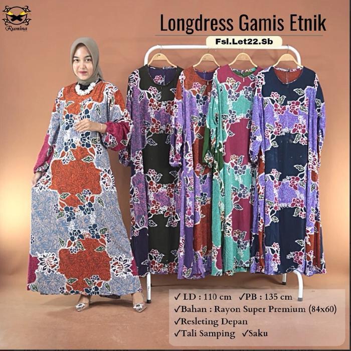 Longdress Gamis batik batik cap pekalongan bahan rayon By Rumina Batik
