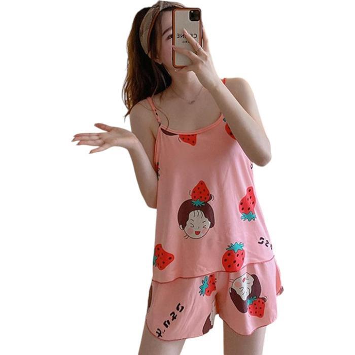 { Cozy } Setelan Piyama Sleepwear Tali Pundak 1 Tanpa Lengan Short Pants All Varian Spandek Import S