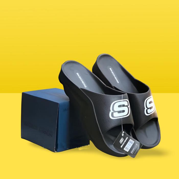 Sandal Slide Pria Skecher FOAM Hitam Sandal Skecher