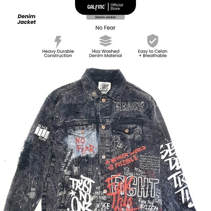 GALFINC JAKET JEANS CUSTOM PAINTING NO FEAR