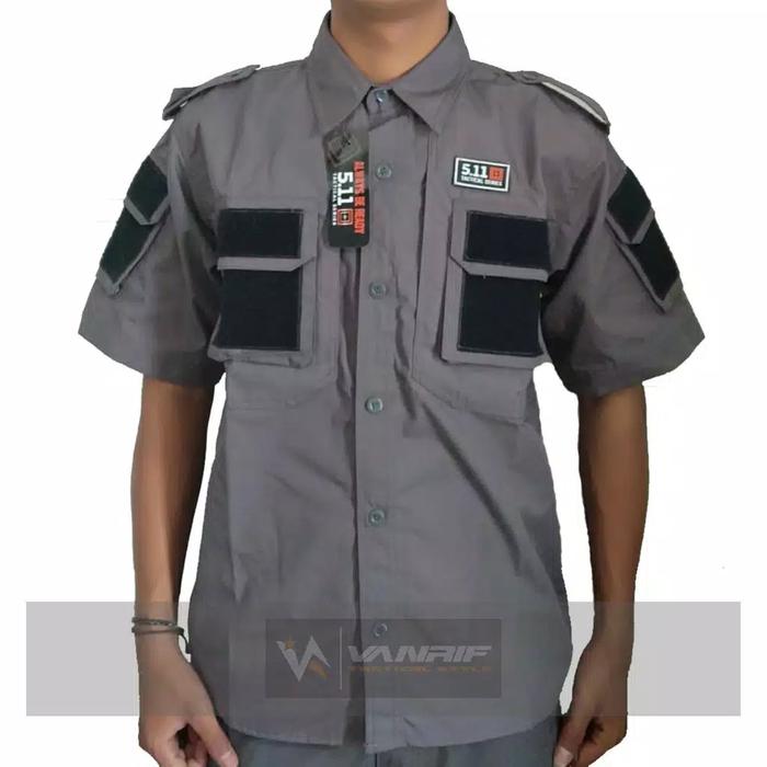 Kemeja Tactical 511 Lengan Pendek Tebal Kerja Katun Basic Army Cream Pria Baju Distro Casual Formal 