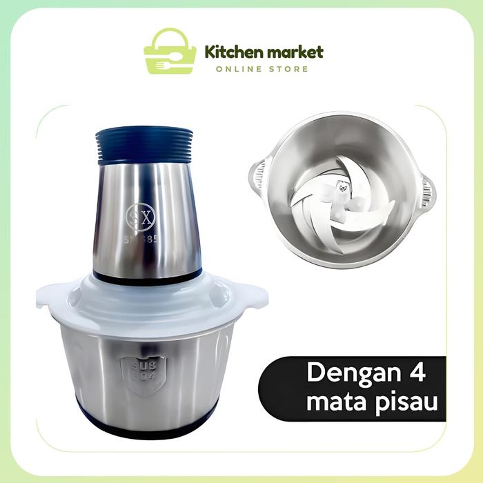 Chopper Daging Stainless-Hand Blender Penggiling Serbaguna Stainles 2 Liter/kode 685 Pisau Stainless