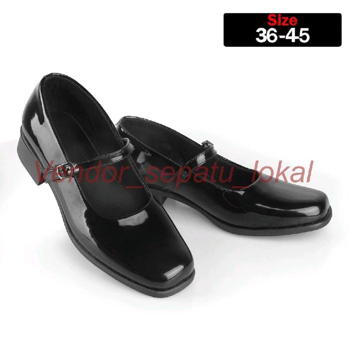 Vendor_sepatu_lokal Sepatu Pantofel Wanita Paskibra Sekolah Warna Kerja Kilap Dan Doop Hak 3cm Heels