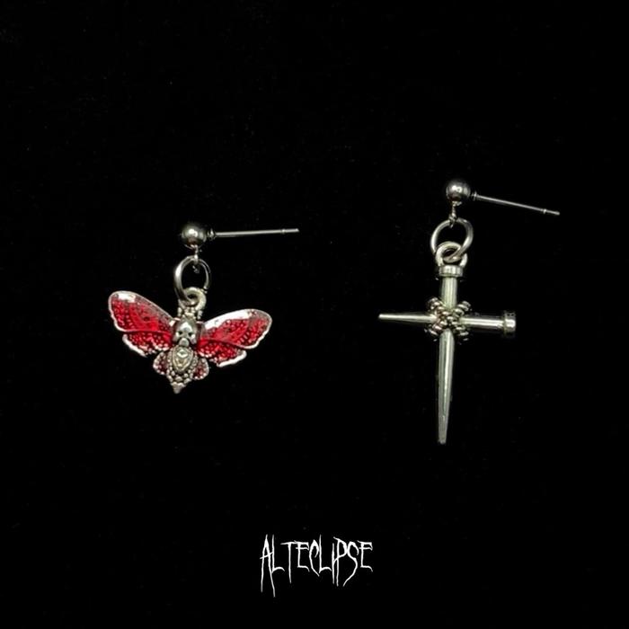 Alteclipse bloody butterfly sword goth grunge earrings