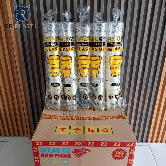 Safitiri [Isi 50] Cup Gelas Jumbo Polos 22 Oz Datar/ Cup Gelas Plastik 22 Oz Biasa/ Cantik Sekali