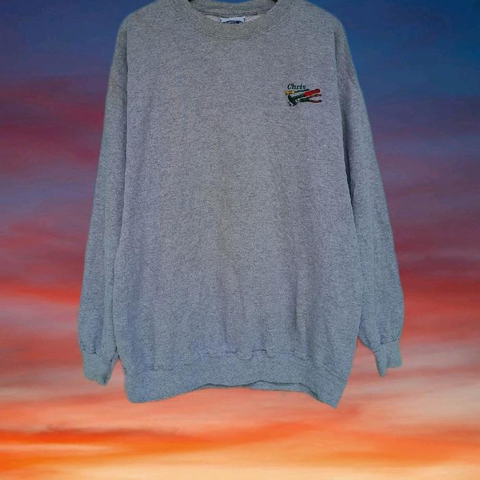 Vintage 90s CHRIS embroidery logo sweatshirt, LEE Premium cotton not hanes anvil gildan screen stars
