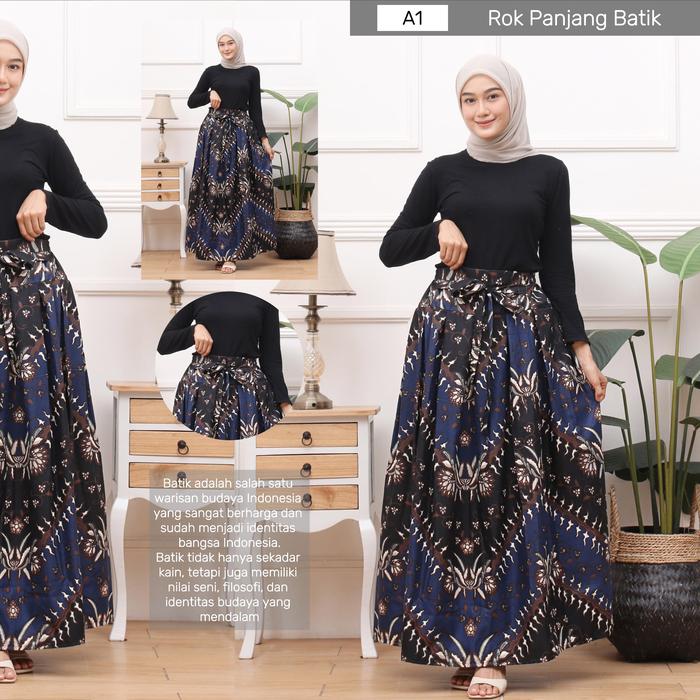KERIS BIRU ROK PANJANG BATIK | ROK KERJA | ROK WANITA DEWASA | ROK REMPEL | ROK PAYUNG | ROK MUSLIM 