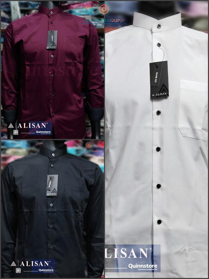 ALISAN Original Kemeja Koko Katun Dobby - Lengan Panjang - Slim Fit dan Reguler - Varian Warna - Siz