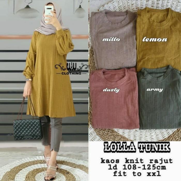 tunik wanita blouse lolla mat kaos rajut import tebal melar ori