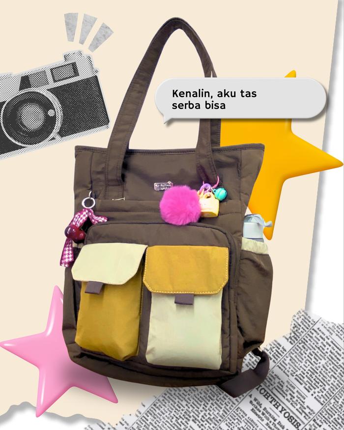 TAS RANSEL M CANGKLONG 2IN1 RUMAH WARNA Canvas Selempang Wanita