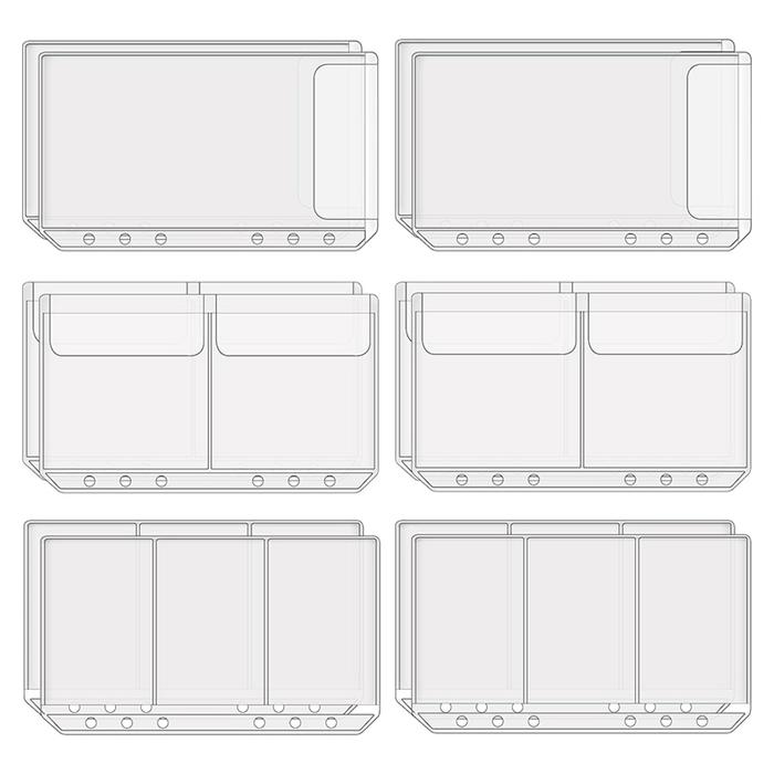 12 Pcs A6 Binder Pockets Cash Envelopes Clear Folder Organizer