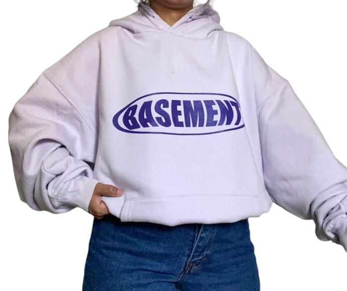 Hoodie basement oversize ungu muda unisex