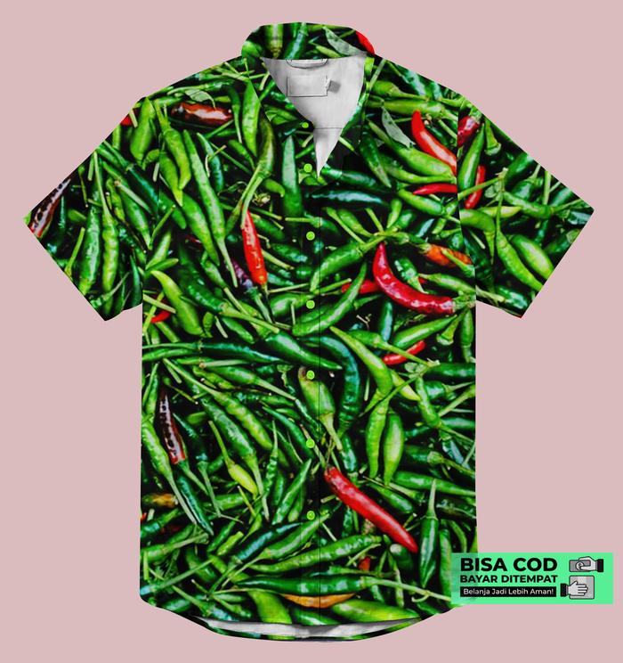 Kemeja - motif cabe hijau fullprinting custom terbaru