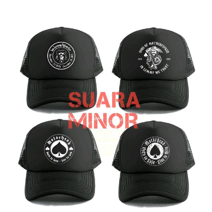 SUARA MINOR Topi Jaring Trucker Custom Satuan Original Distro Pria Wanita Model Motorhead Hitam