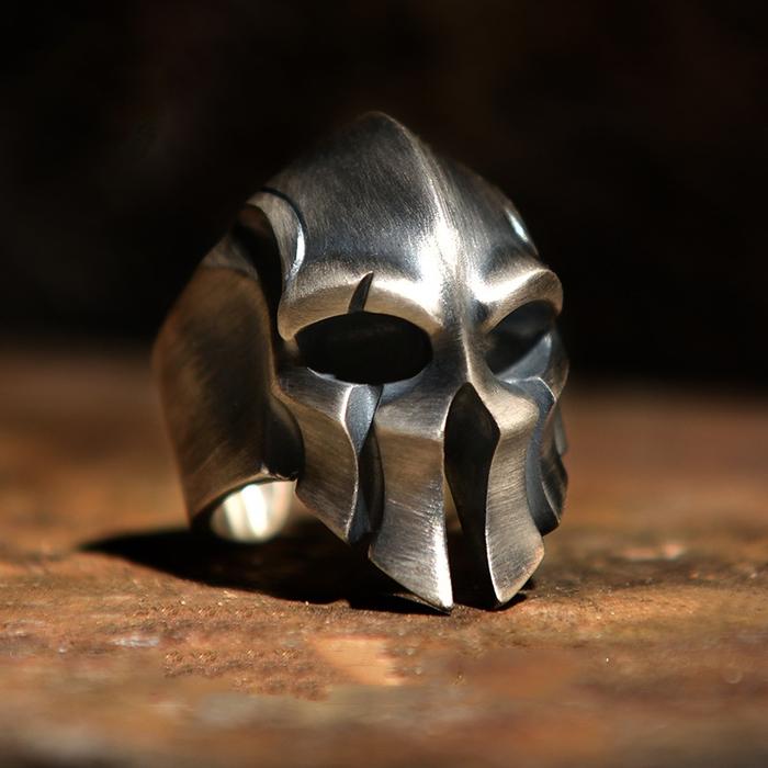 Cincin Pria Helm Spartan / Spartan Helmet Ring Gaya Retro Model Terbuka Vintage