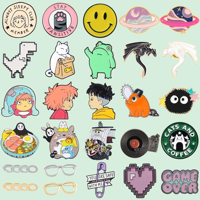 Kartun Ghibli Cartoon Miyazaki Hayao Anime Enamel Brooch Pirate King Music Animal Metal Emblem Pins