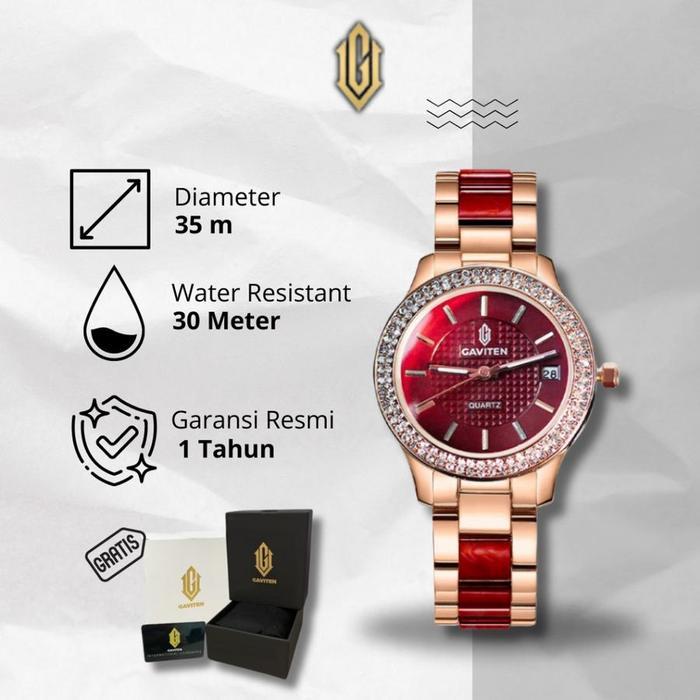 NEW GAVITEN Jam Tangan Wanita GAVITEN GV 002 Original Garansi Resmi 1 Tahun Stainless Steel UT654