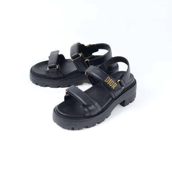 SANDAL CHRISTIAN DIOR DIORACT PLATFORM LAMBSKIN BLACK STRAP SANDAL 100% ORIGINAL