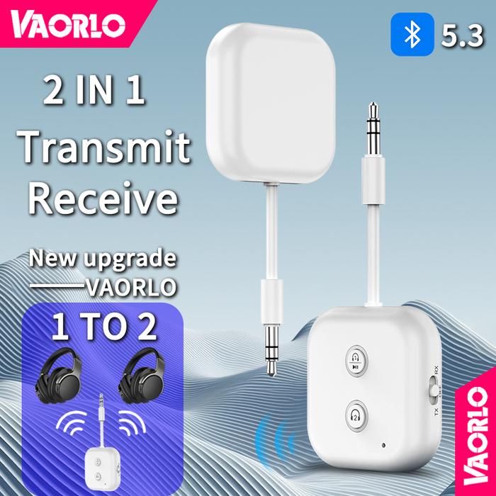 Portable Bluetooth 5.3 Audio Adapter HIFI Stereo With Mic 2 In 1 Receive Transmit 1 To 2 Headphones 
