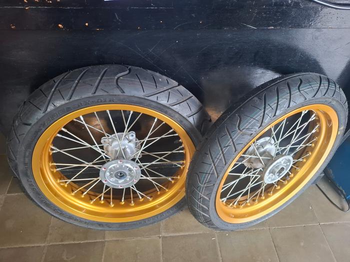 ban supermoto klx150 klx140 wheelset klx150 klx140 supermoto velg excel tromol ori