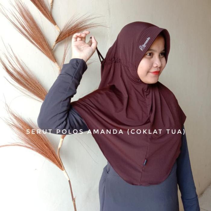 New Hijab Amanda Serut Polos Kerudung Instan Amanda Jersey Premium