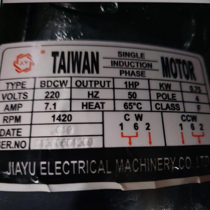 Elektromotor Jiayu 1 hp 4 Pole / 2 pole 1 phase
