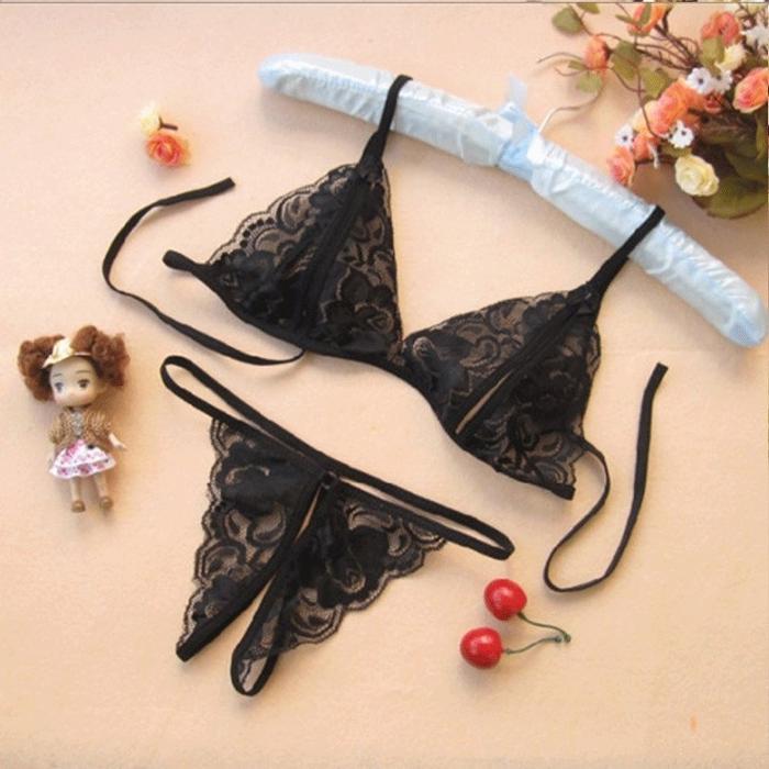 Lingerie Set GString Seksi Bra dan CD Pakaian Dinas Malam Sexy