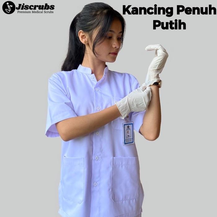 Seragam Perawat Putih Model Kancing Baju Perawat Baju Ok Baju Scrub Baju Stenen Baju Bidan