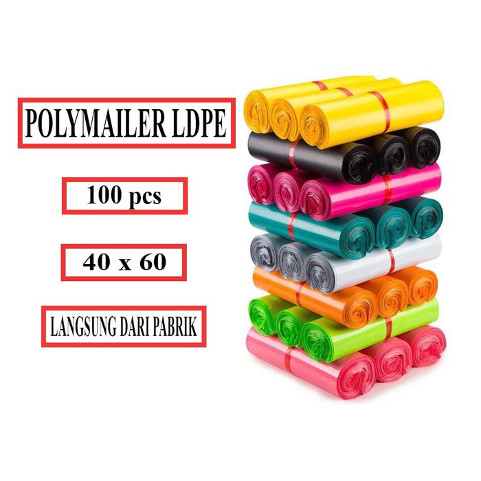 PLASTIK POLYMAILER 40 x 60 CM 100 PCS PREMIUM TEBAL WARNA LENGKAP LEM KANTONG AMPLOP PACKING ONLINE 