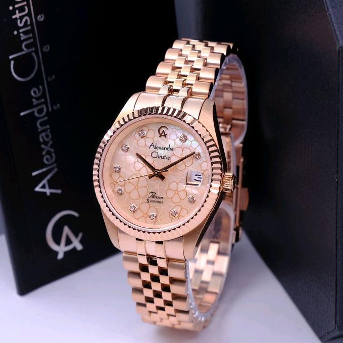 MOTIF BUNGA Jam Tangan Wanita AC5013 Alexandre Christie AC 5013 Original Garansi Resmi 1 Tahun