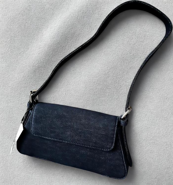 Zara Tas Bahu Wanita Kecil Model Trendy Tas Selempang Wanita Denim Indigo
