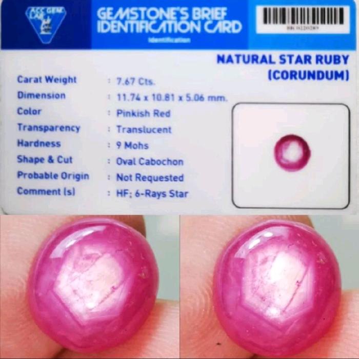 (Lostune) Ruby Star Burma Serat Antik Good High Quality sertifikat
