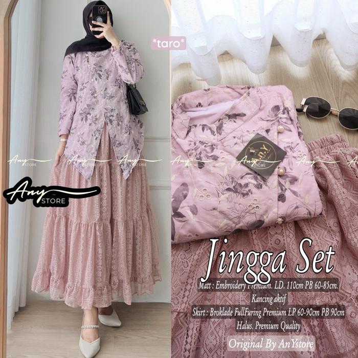 Fuji ajeng isala set tunik tanpa inner kutu baru bunga floral rok plisket