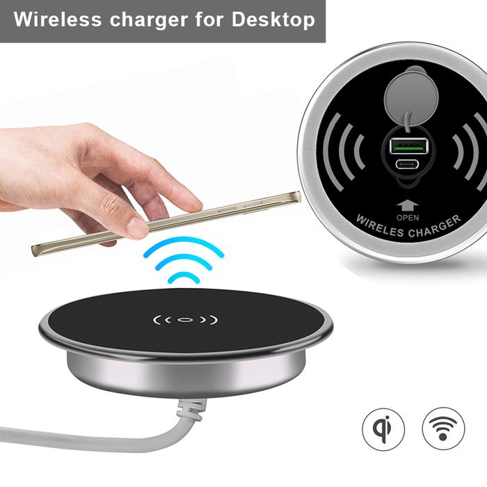 Desk Embeded Qi Wireless Charger 15W Phone Charger 3.0 For xiaomi mi