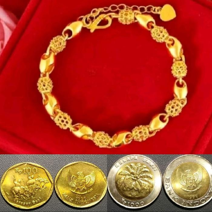 gelang tangan hongkong bahan koin asli Bracelets