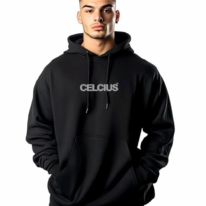 Celcius Jaket Hoodie Imagine 22 Hitam dengan Desain Logo Putih