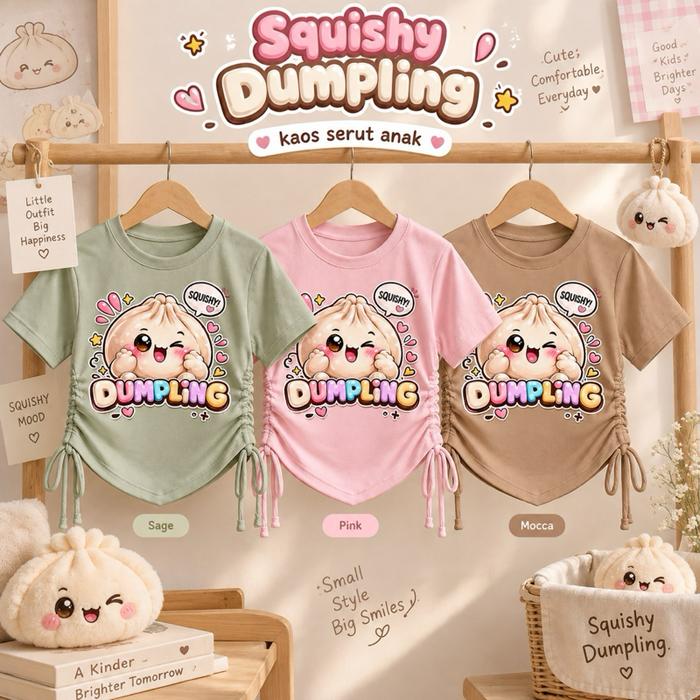 Baju Anak Perempuan Serut Squishy Dumpling Bahan Knit Japan Line Premium Lembut Melar Usia 1-12 Tahu
