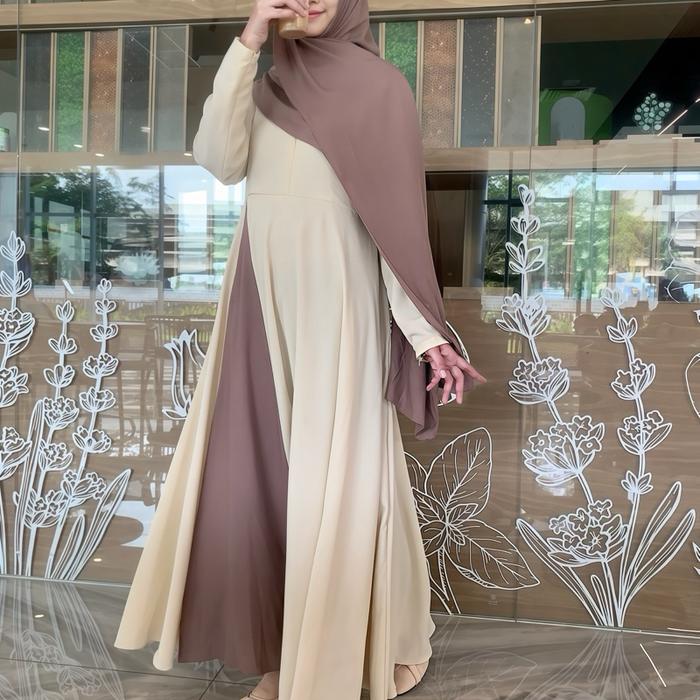 Helqa-Axele Signature Flowy Dress - Gamis Sabrina Anti-UV Premium Rayon Viscose - Elegan Set Hijan P