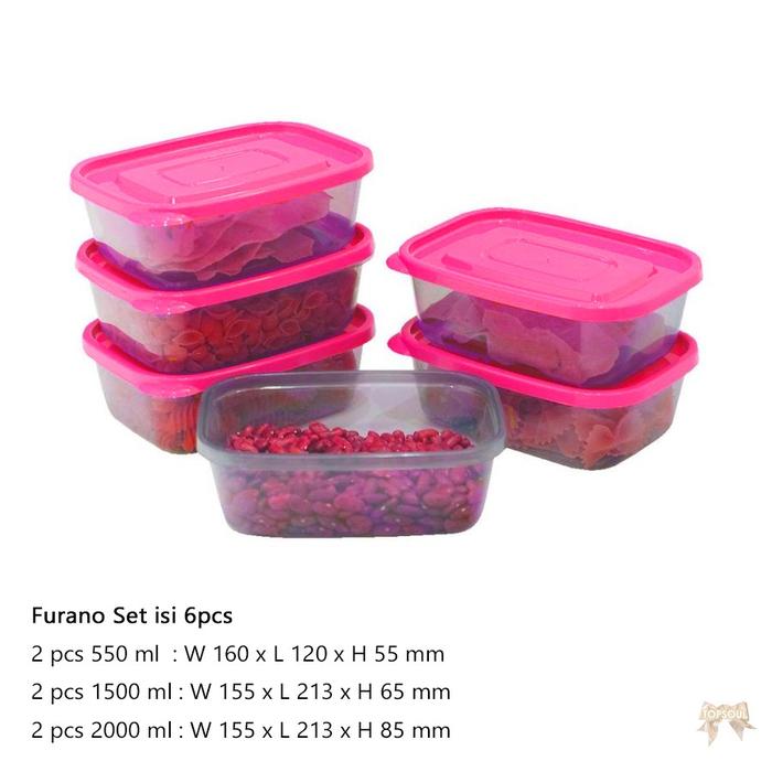 Furano Set isi 6pcs Premium Full Colour Toples Calista Box Kotak Makan
