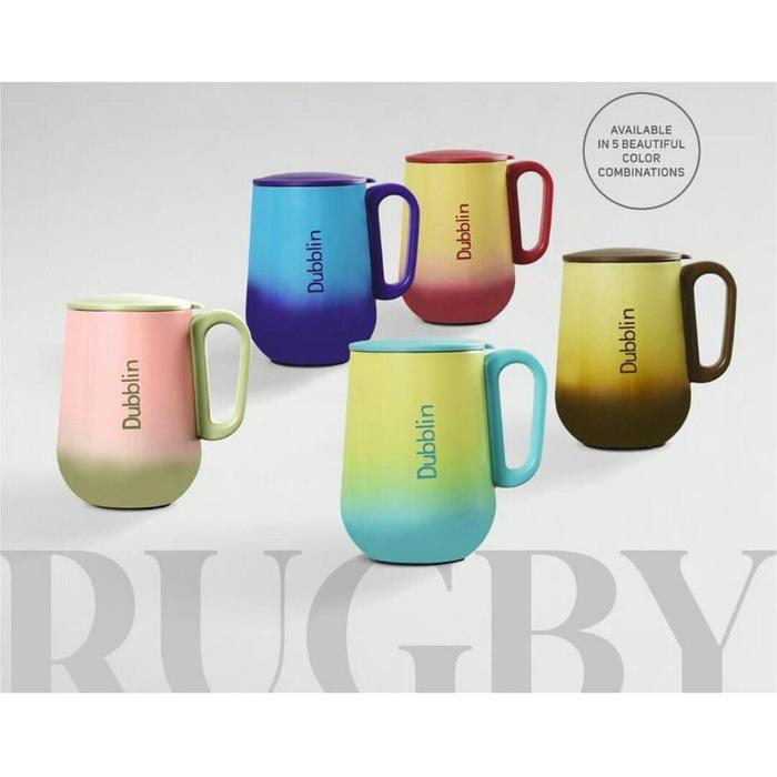 CANGKIR KOPI GELAS STAINLESS RUGBY MUG DUBBLIN SINGLE WALL 270mL WARNA GRADASI
