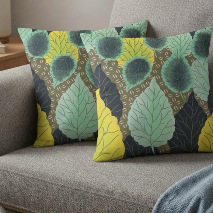 Bantal sofa/bantal/sofa/size 50x50/memory foam - Motif daun hijau, 50x50