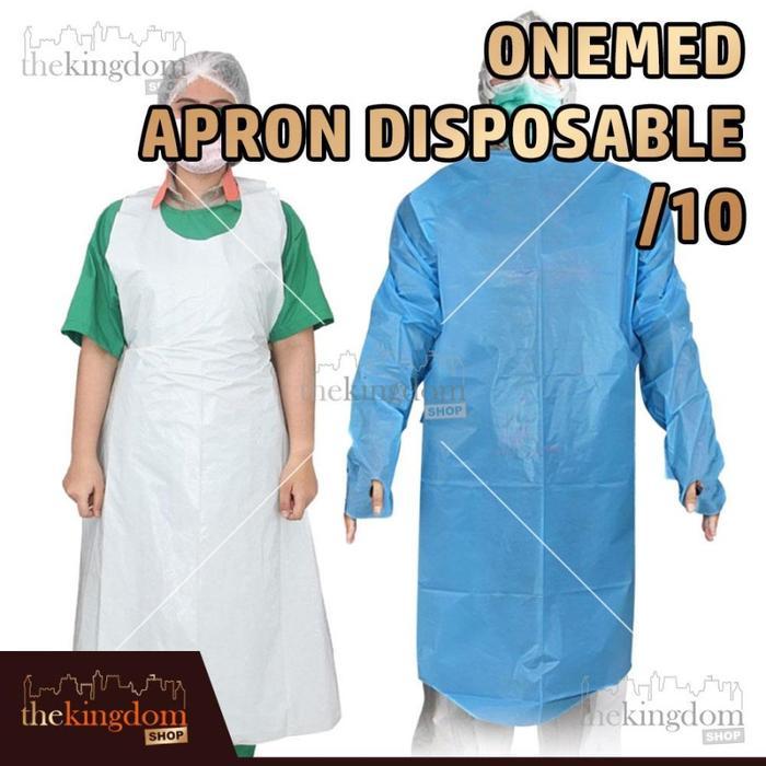 PREMIUM (READY) terjamin Onemed Apron Lengan Panjang One Disposable /10 Celemek Pelindung Tubuh Baju