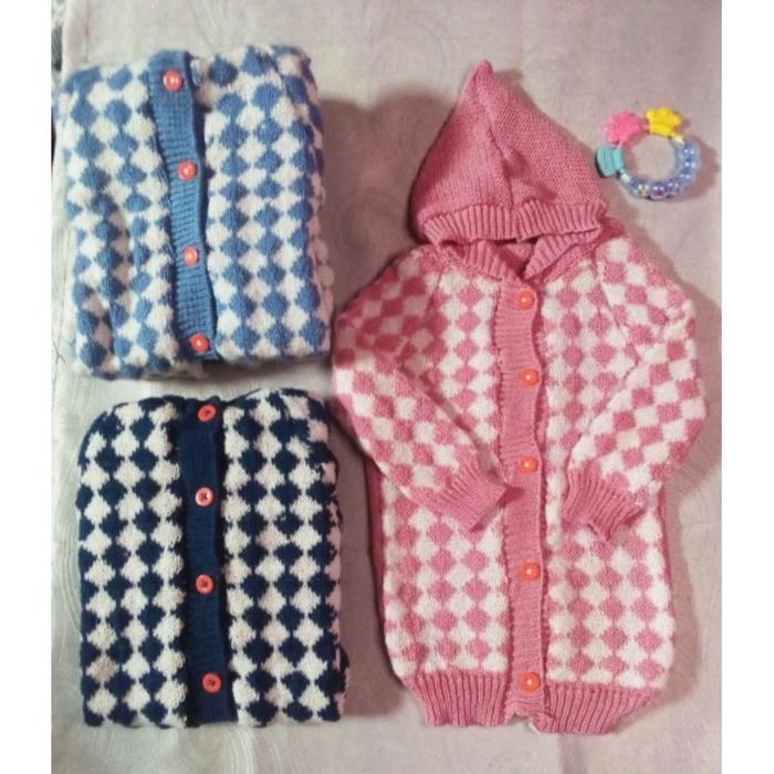 sewiter rajut motif Tempe/jaket rajut bayi/sewiter kids bayi kekinian/ umur 0-12 bulan/unisex