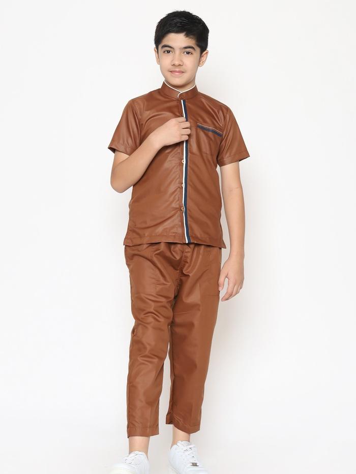 AL-LUTHFI - Setelan Koko Anak Lengan Pendek Polos Paket Atasan Celana Aufar Series 22.129 B