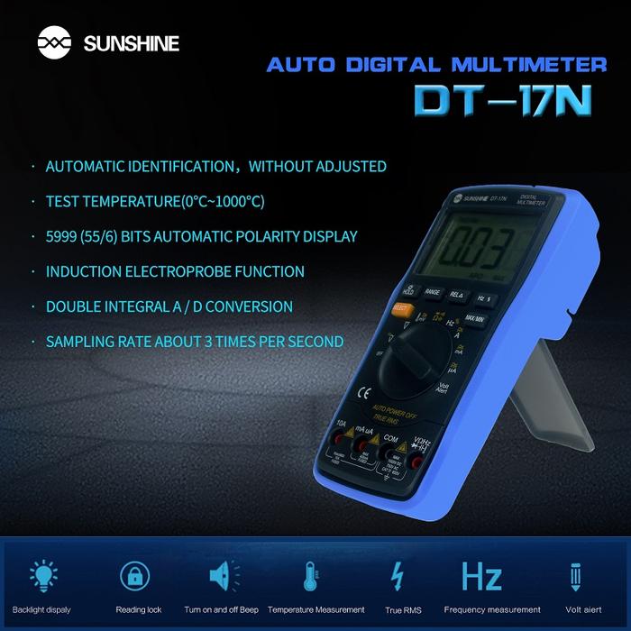 SUNSHINE DT-17N Multimeter Digital Profesional True RMS NCV 20A Saat